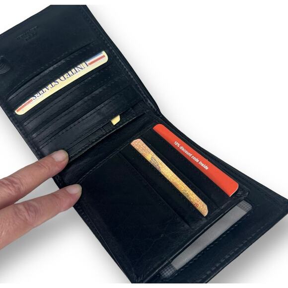 Spikes & Sparrow Alexander Black Leather RFID Billfold Credit Card Wallet Combo - Picture 7 of 13